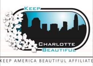 Keep Charlotte Beautiful skyline with white flowers