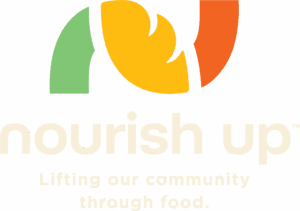 Nourish Up logo with colorful leaf shapes